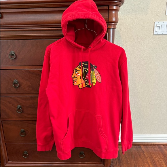 Fanatics Other - Fanatics red, pull-over, hooded, Blackhawks sweatshirt.  Size XLT.